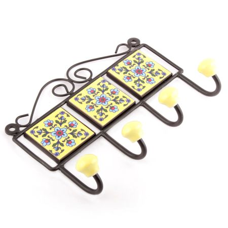  Yellow Turquoise Tiny Flower Tiles Hooks